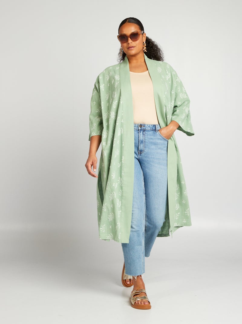 Chaqueta tipo kimono con bordado VERDE - Kiabi
