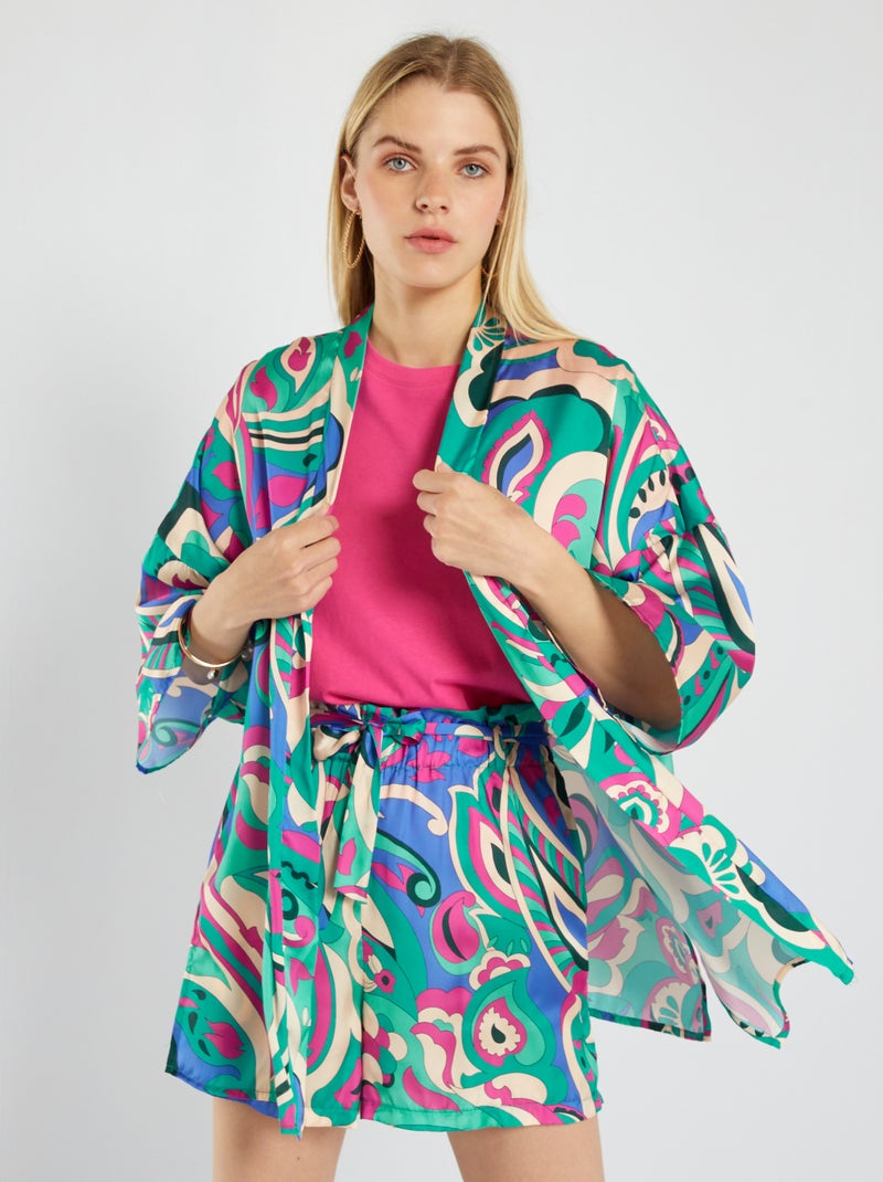 Chaqueta tipo quimono con estampado VERDE - Kiabi