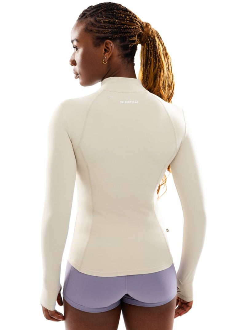 Chaqueta ultraligera cremallera entrenamiento mujer fitness mujer division Beige - Kiabi
