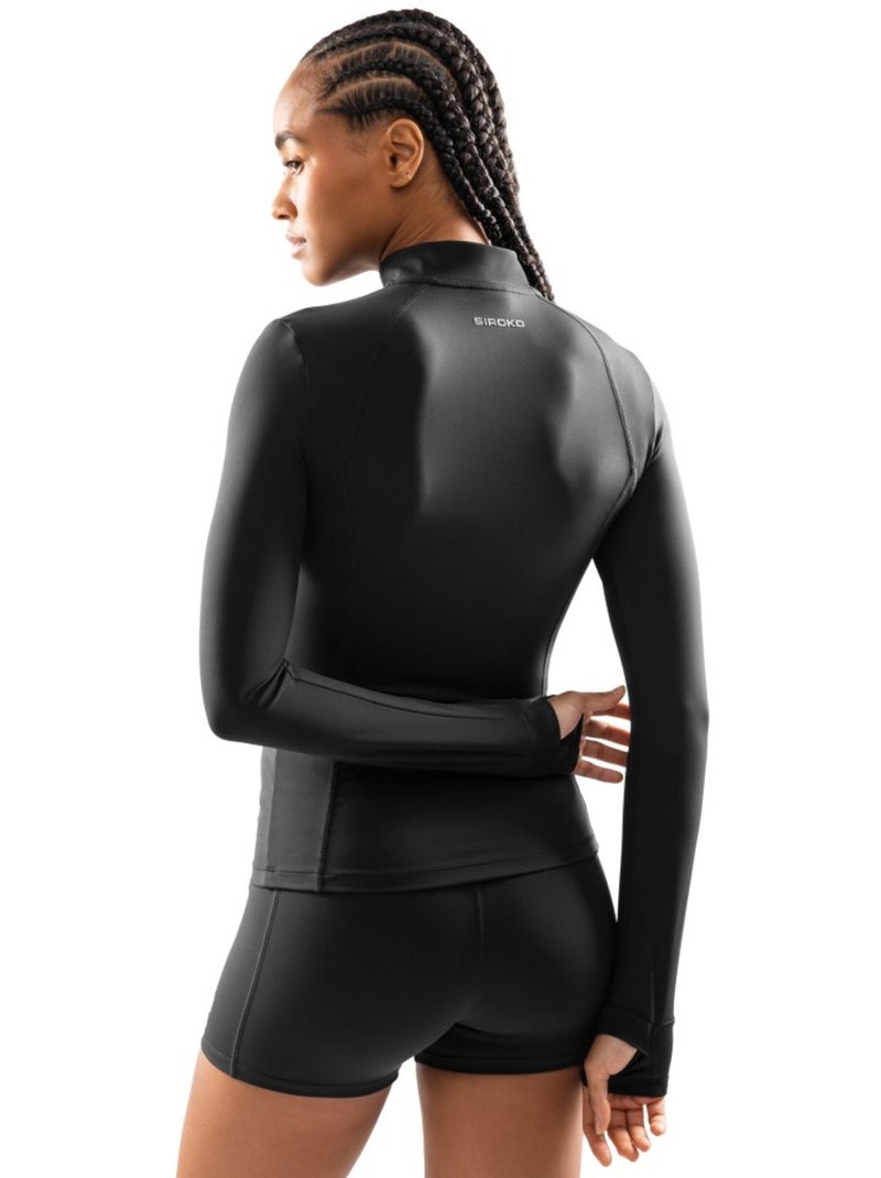 Chaqueta ultraligera cremallera entrenamiento mujer fitness mujer momentum Negro - Kiabi