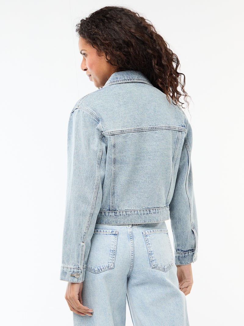 Chaqueta vaquera con bolsillos de solapa Azul - Kiabi
