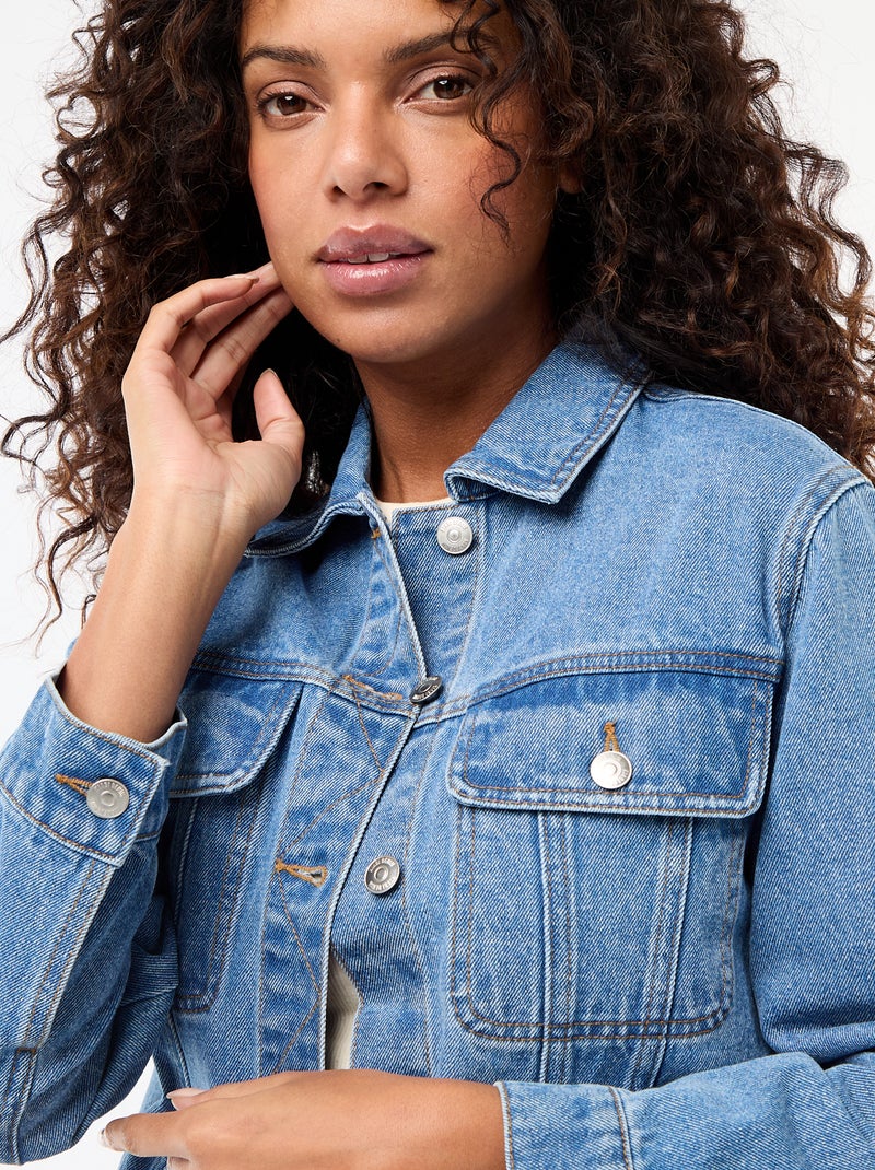 Chaqueta vaquera con bolsillos de solapa Azul - Kiabi