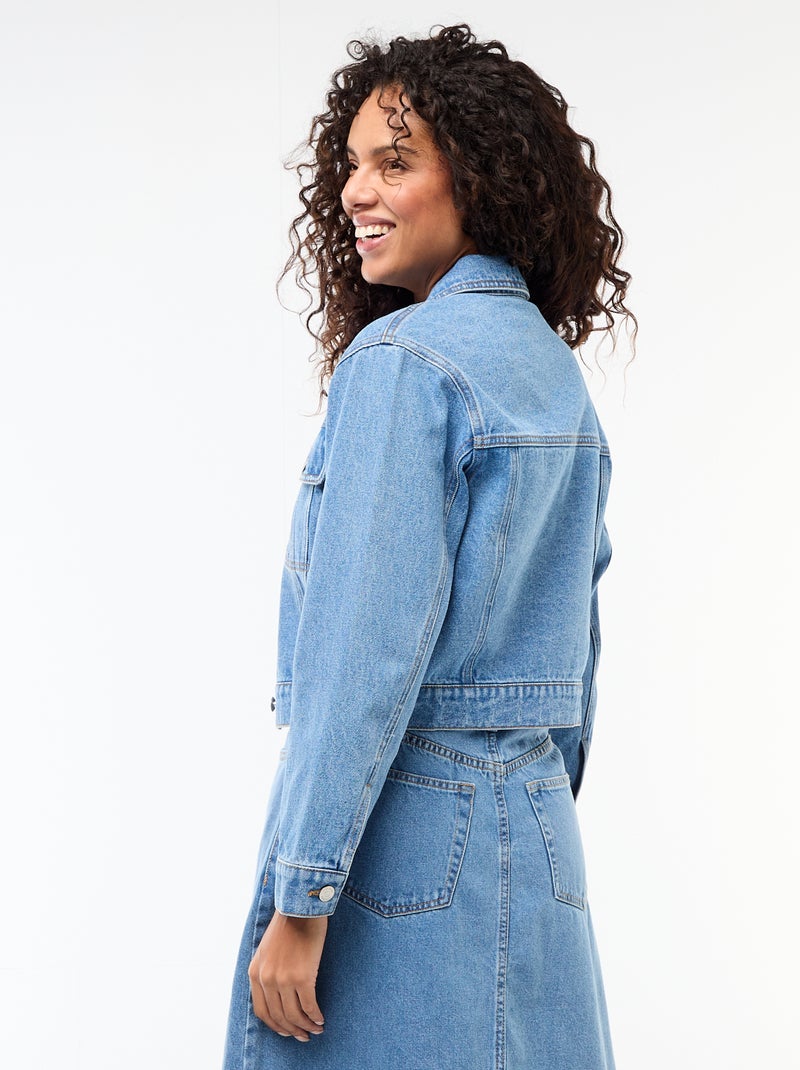 Chaqueta vaquera con bolsillos de solapa Azul - Kiabi