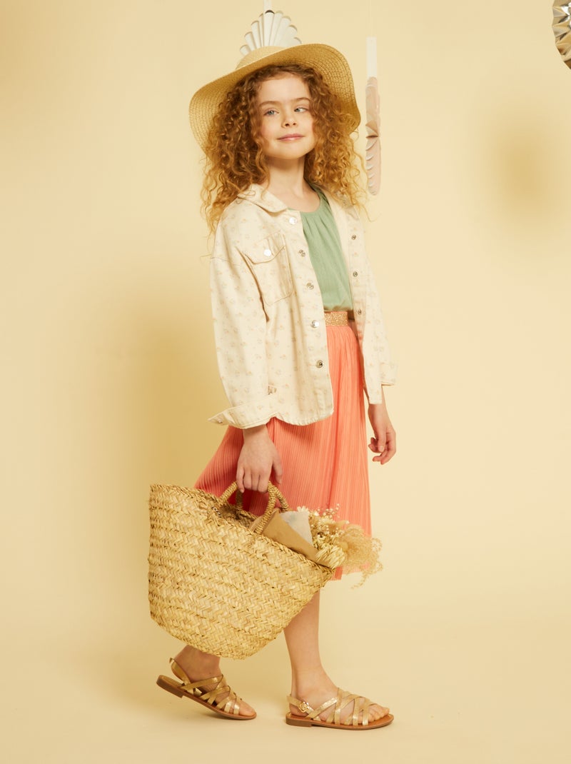 Chaqueta vaquera con bordado de fantasía BEIGE - Kiabi
