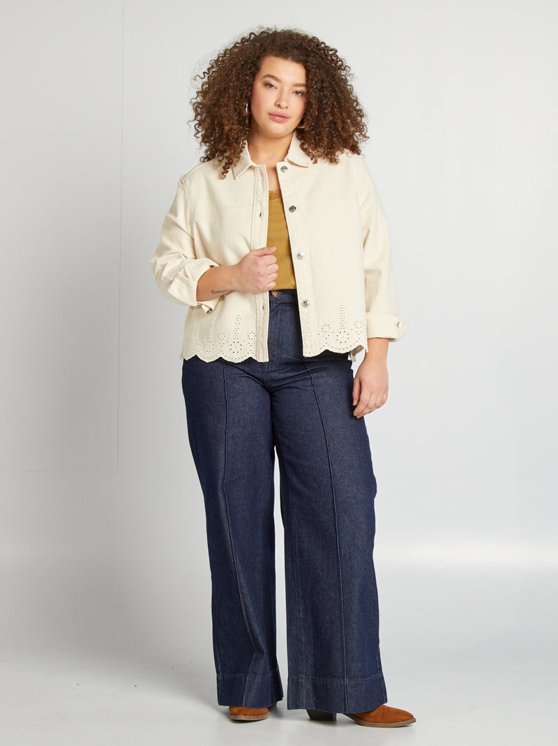 Chaqueta vaquera con bordados BLANCO - Kiabi