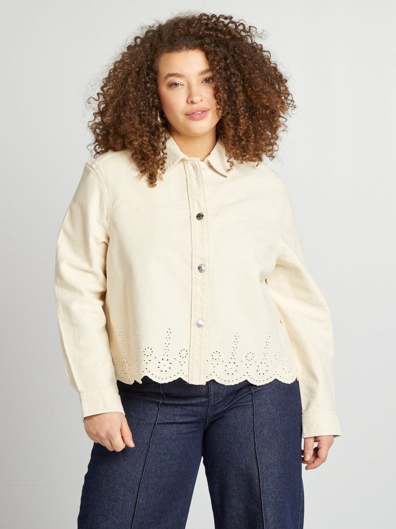 Chaqueta vaquera con bordados BLANCO - Kiabi
