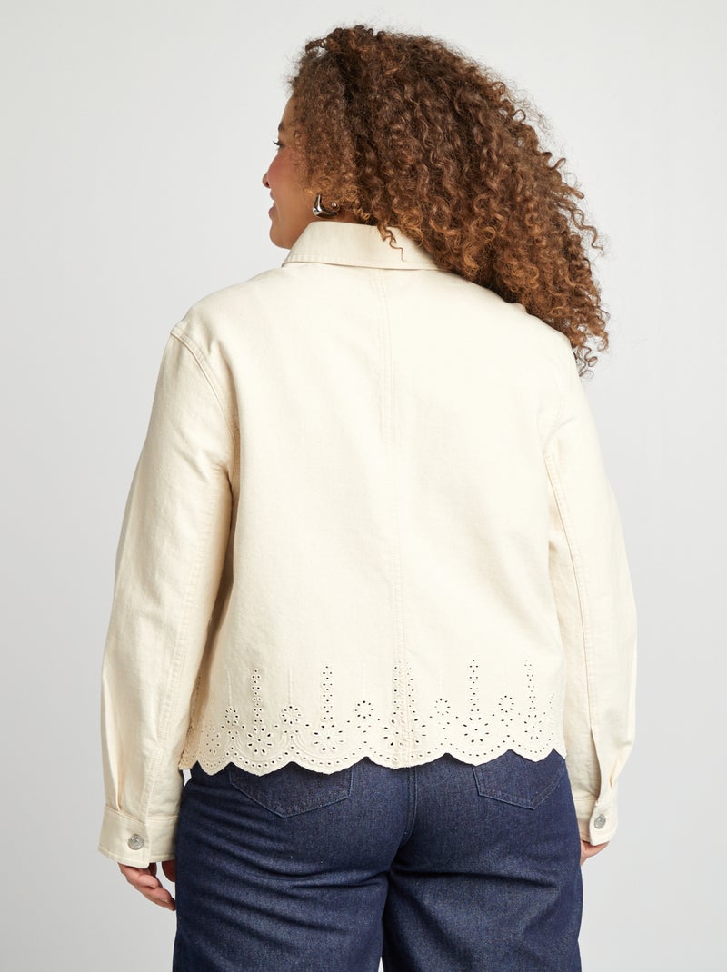 Chaqueta vaquera con bordados BLANCO - Kiabi