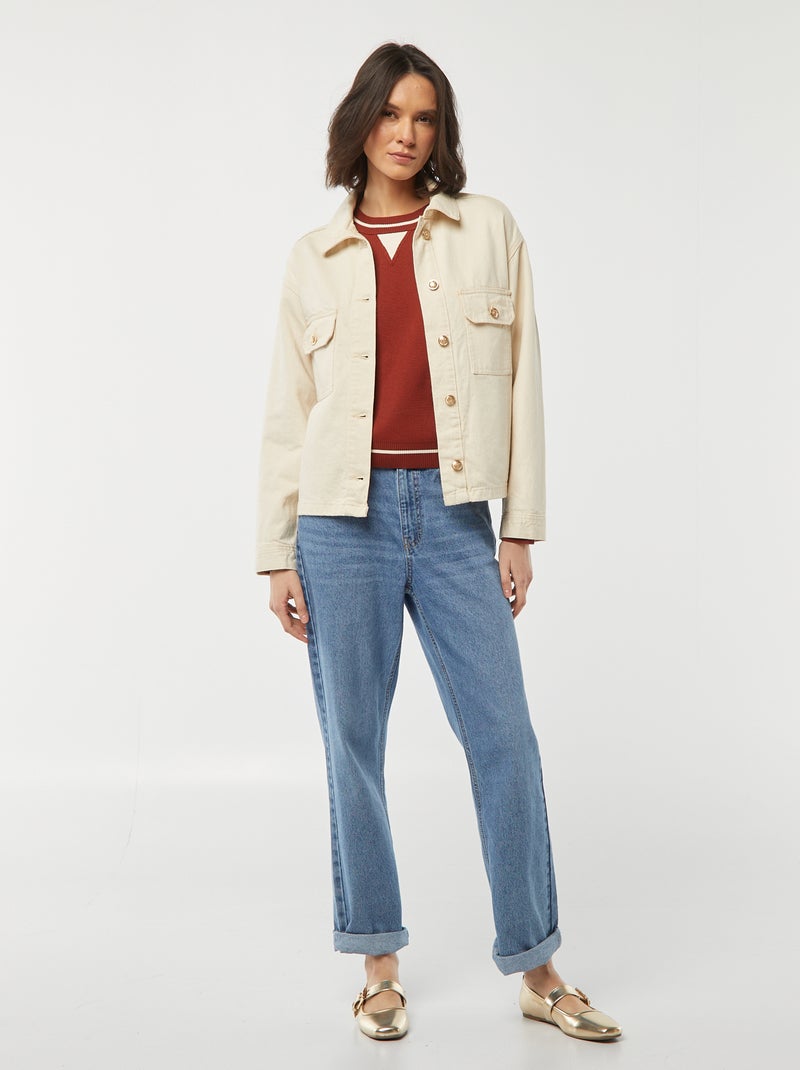 Chaqueta vaquera con botones dorados BLANCO - Kiabi
