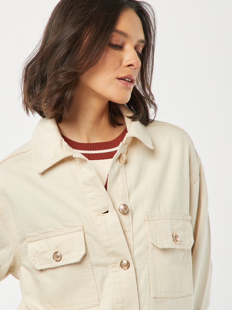 Chaqueta vaquera con botones dorados BLANCO - Kiabi
