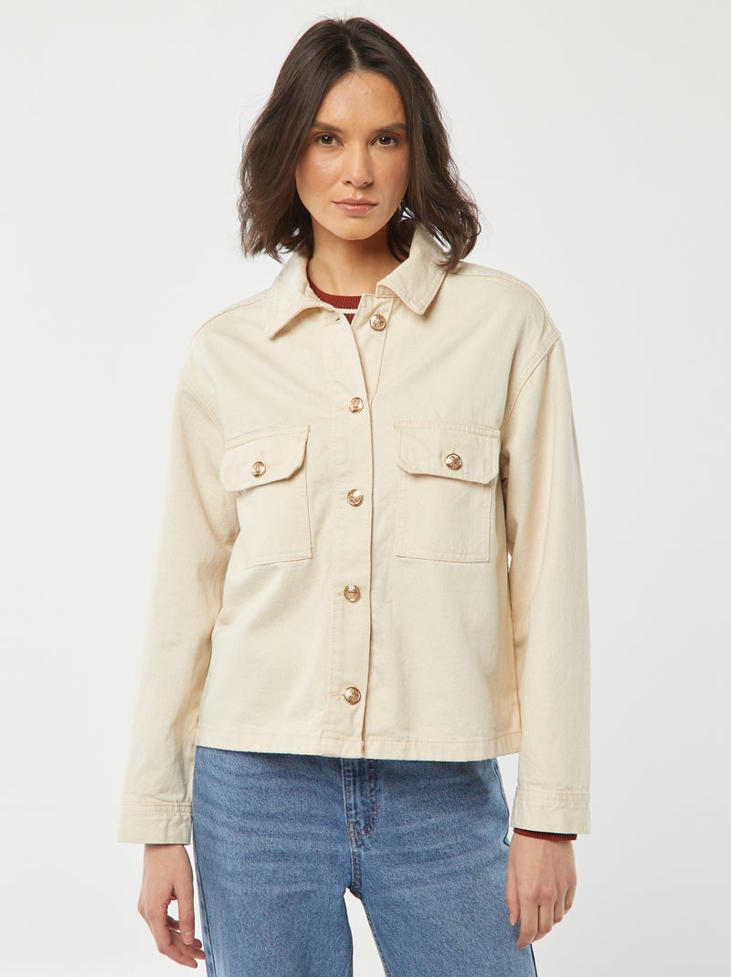 Chaqueta vaquera con botones dorados BLANCO - Kiabi
