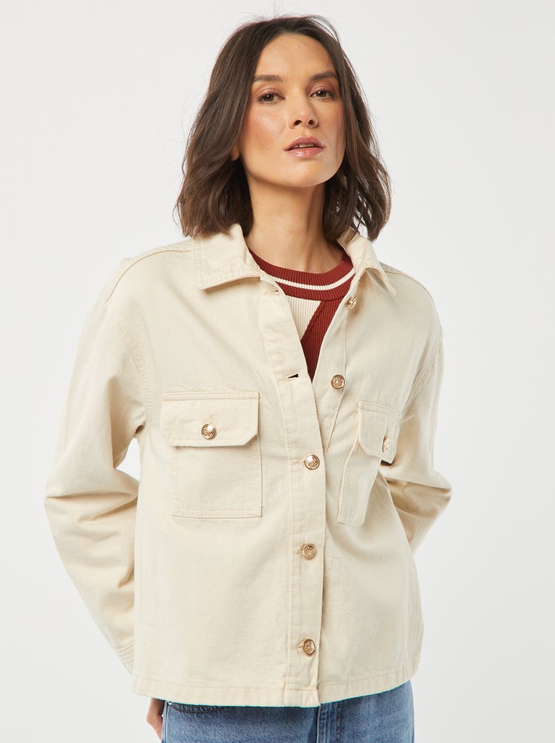 Chaqueta vaquera con botones dorados BLANCO - Kiabi