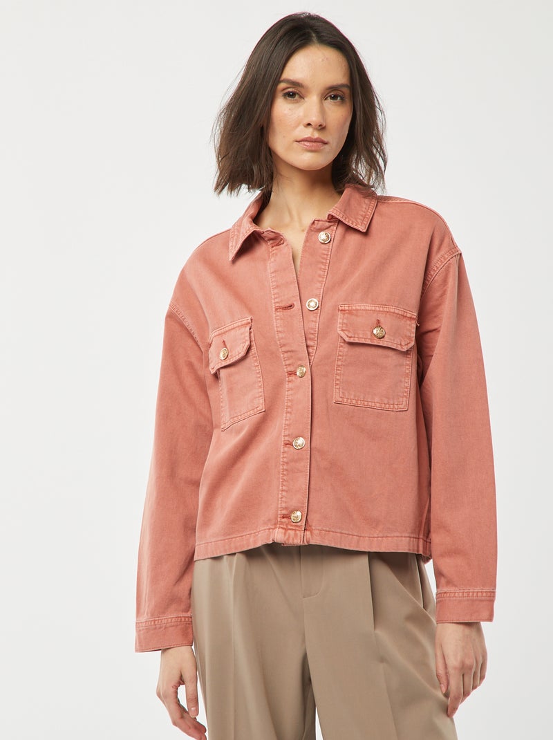 Chaqueta vaquera con botones dorados ROSA - Kiabi