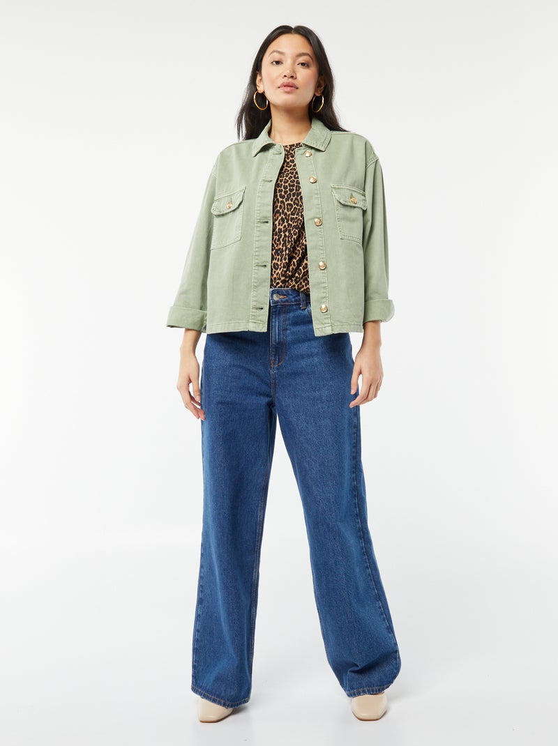 Chaqueta vaquera con botones dorados VERDE - Kiabi