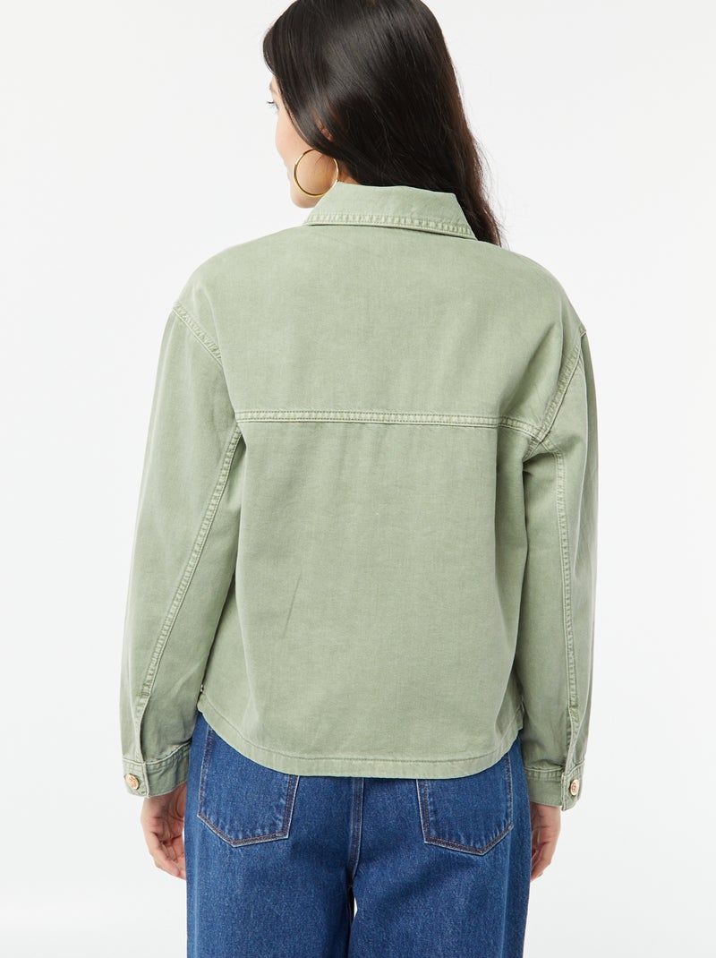 Chaqueta vaquera con botones dorados VERDE - Kiabi