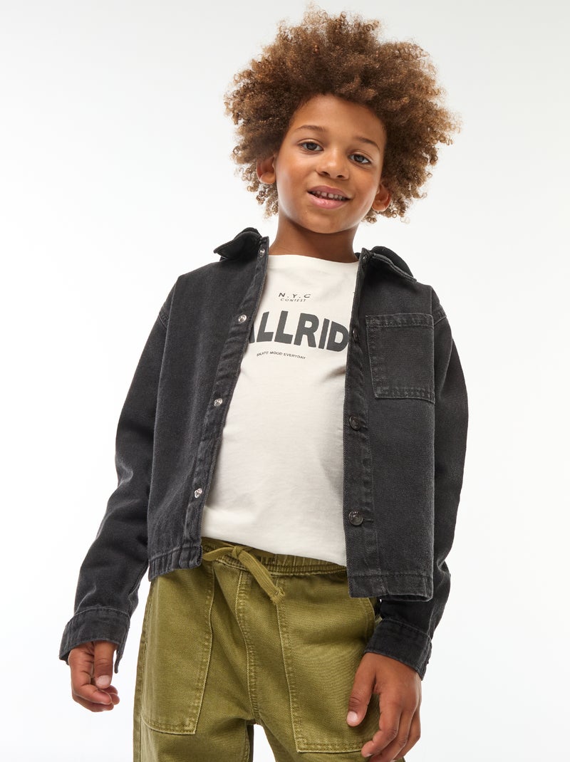 Chaqueta vaquera con capucha Gris - Kiabi
