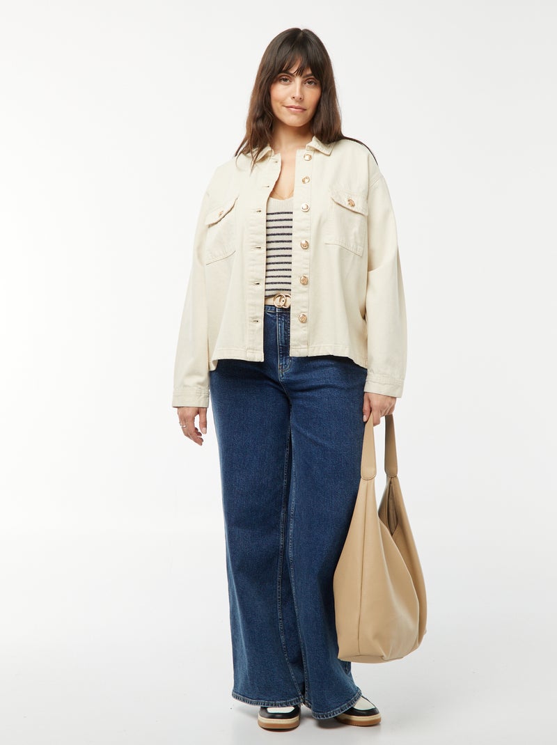 Chaqueta vaquera con cierre de botones dorado BLANCO - Kiabi