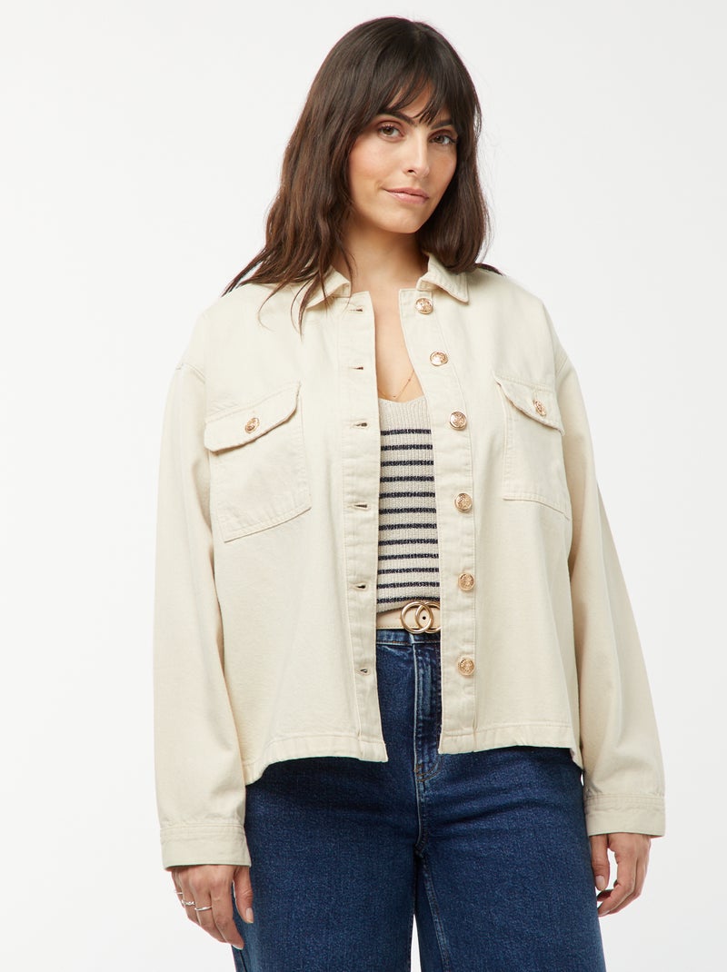 Chaqueta vaquera con cierre de botones dorado BLANCO - Kiabi