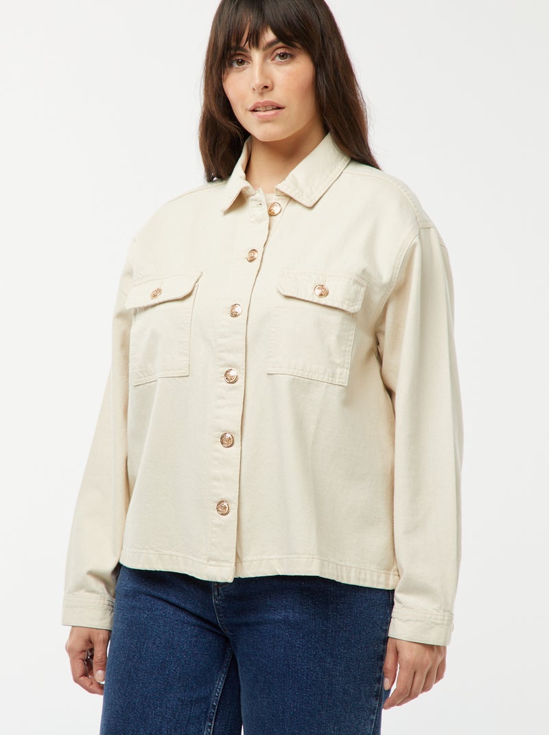 Chaqueta vaquera con cierre de botones dorado BLANCO - Kiabi