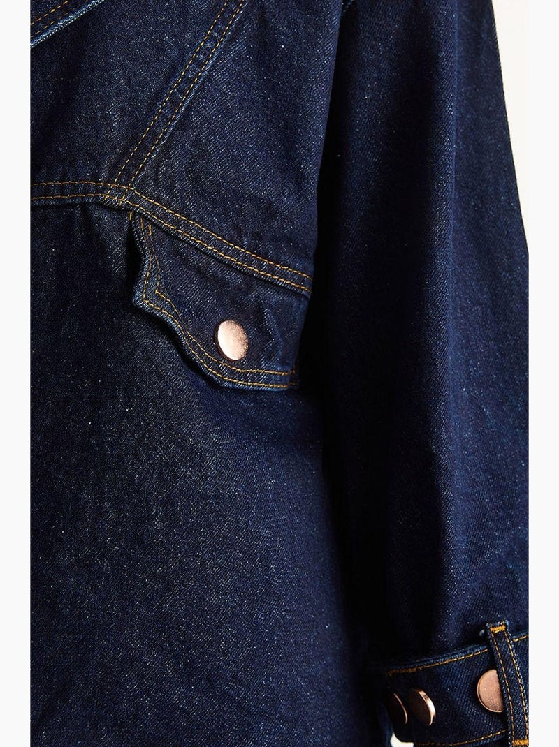 Chaqueta vaquera con cuello camisero y botones lucci Azul marino - Kiabi