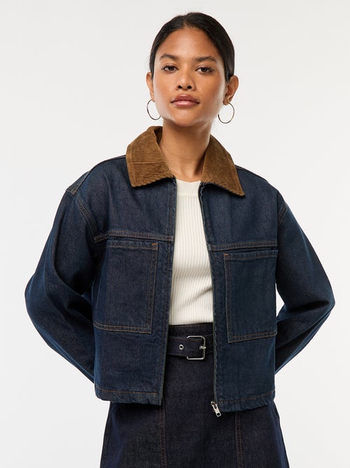 Chaqueta vaquera con cuello de canalé - Kiabi