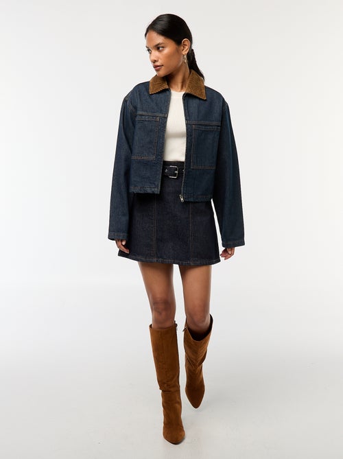 Chaqueta vaquera con cuello de canalé - Kiabi