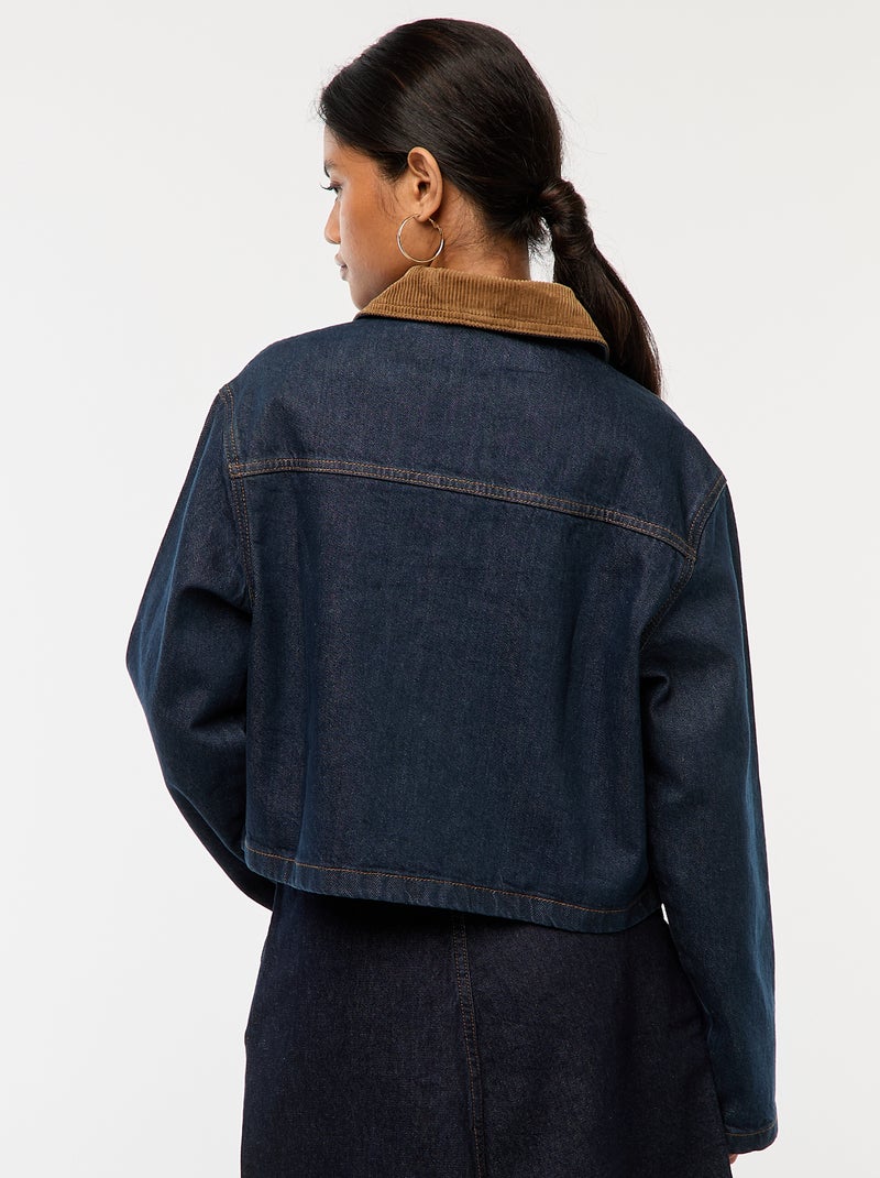 Chaqueta vaquera con cuello de canalé Azul - Kiabi