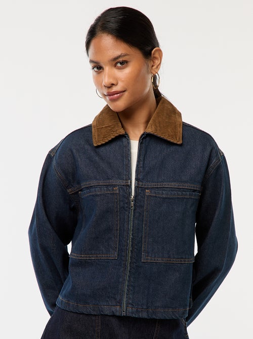Chaqueta vaquera con cuello de canalé - Kiabi