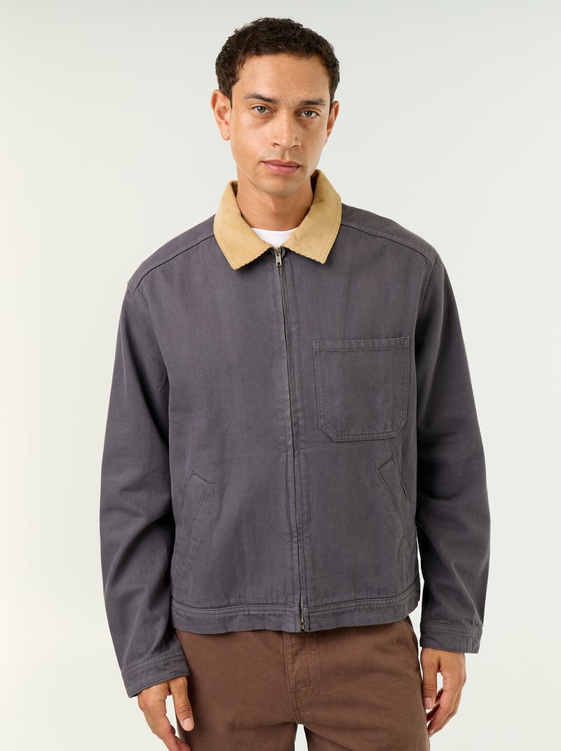 Chaqueta vaquera con cuello de pana Azul - Kiabi