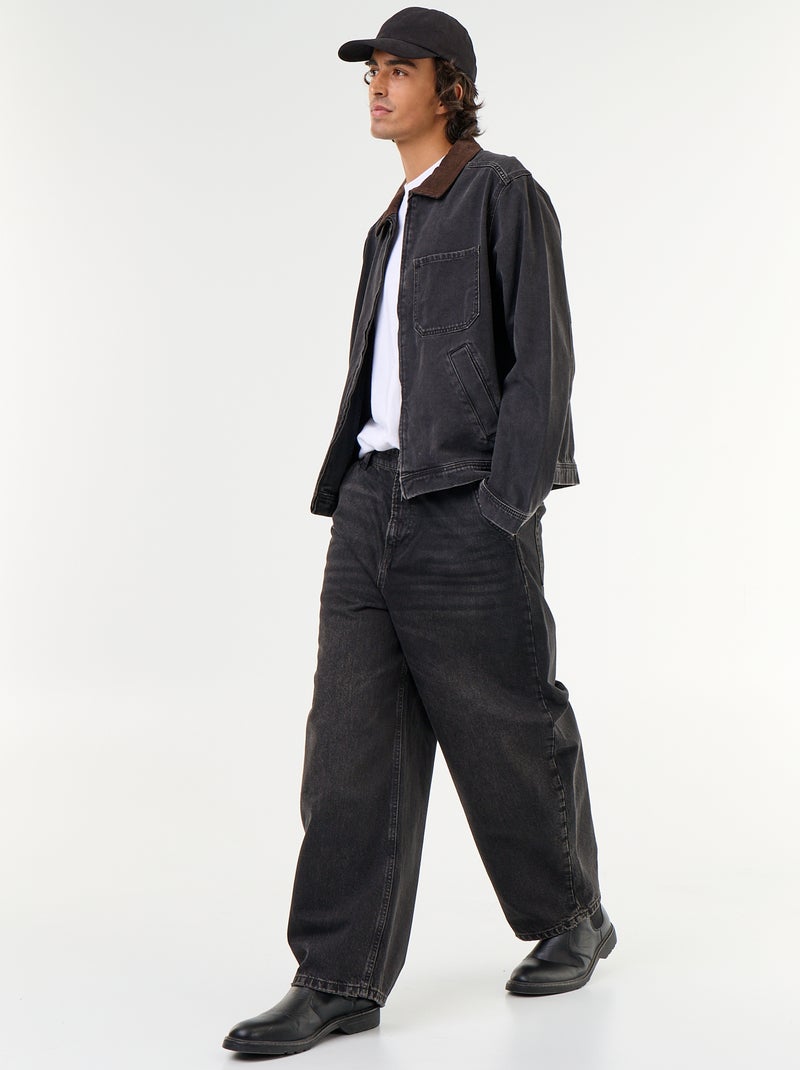Chaqueta vaquera con cuello de pana Negro - Kiabi