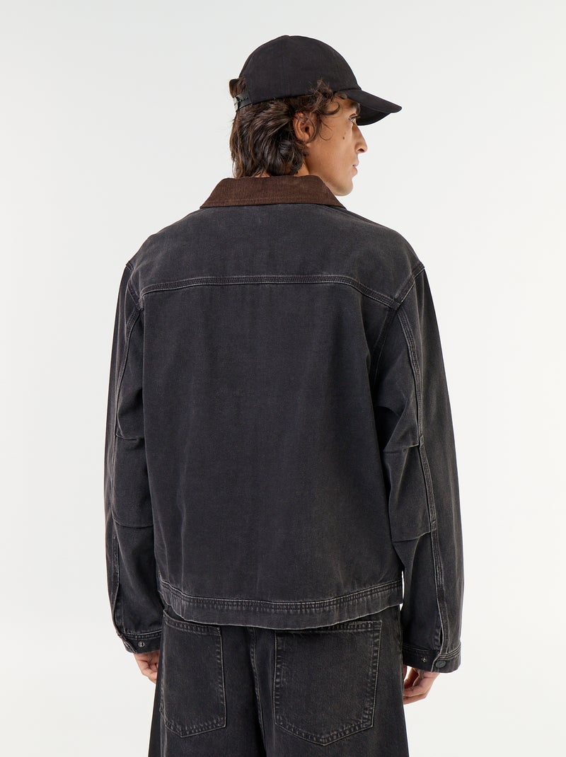 Chaqueta vaquera con cuello de pana Negro - Kiabi