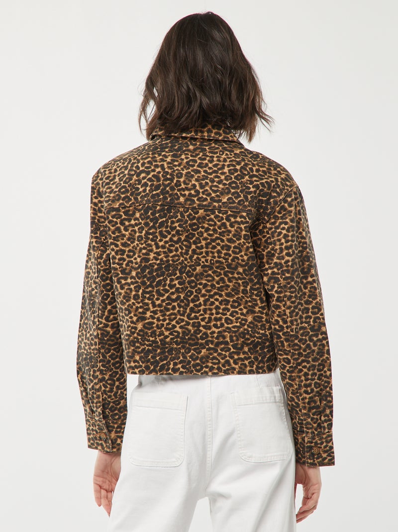 Chaqueta vaquera con estampado de leopardo BEIGE - Kiabi