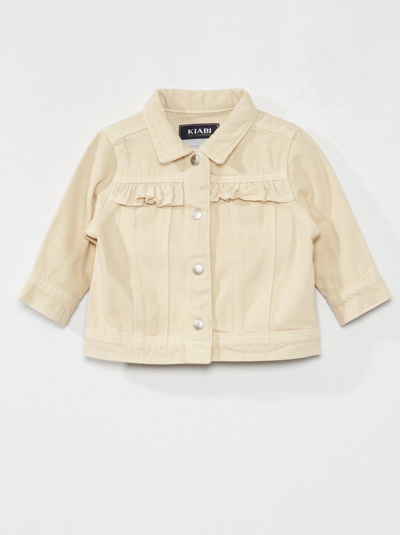 Chaqueta vaquera con volante BEIGE - Kiabi