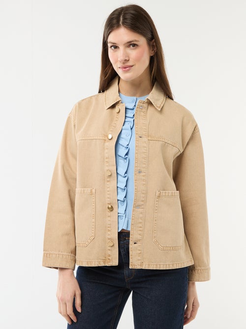 Chaqueta vaquera corta con 2 bolsillos de parche - Kiabi