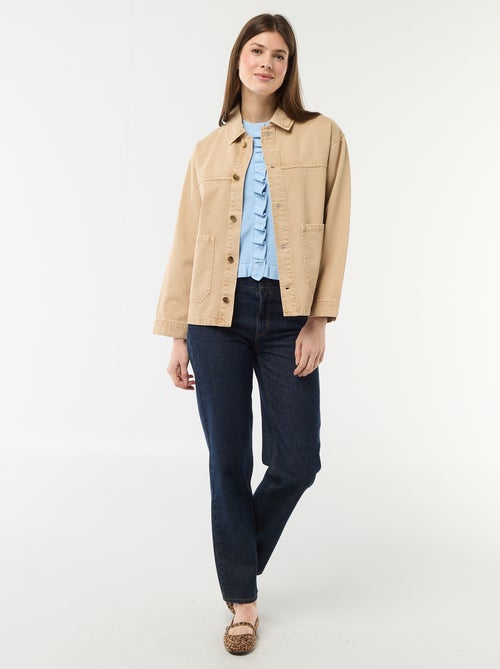 Chaqueta vaquera corta con 2 bolsillos de parche - Kiabi