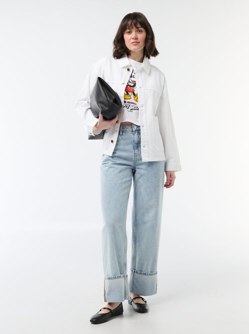 Chaqueta vaquera corta con 2 bolsillos de parche - Kiabi