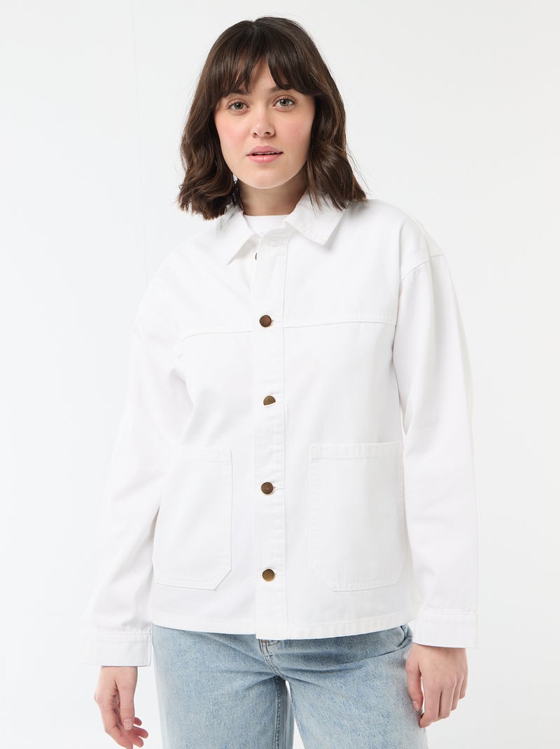 Chaqueta vaquera corta con 2 bolsillos de parche Blanco - Kiabi