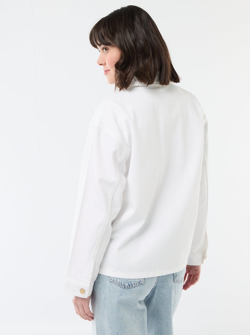 Chaqueta vaquera corta con 2 bolsillos de parche Blanco - Kiabi