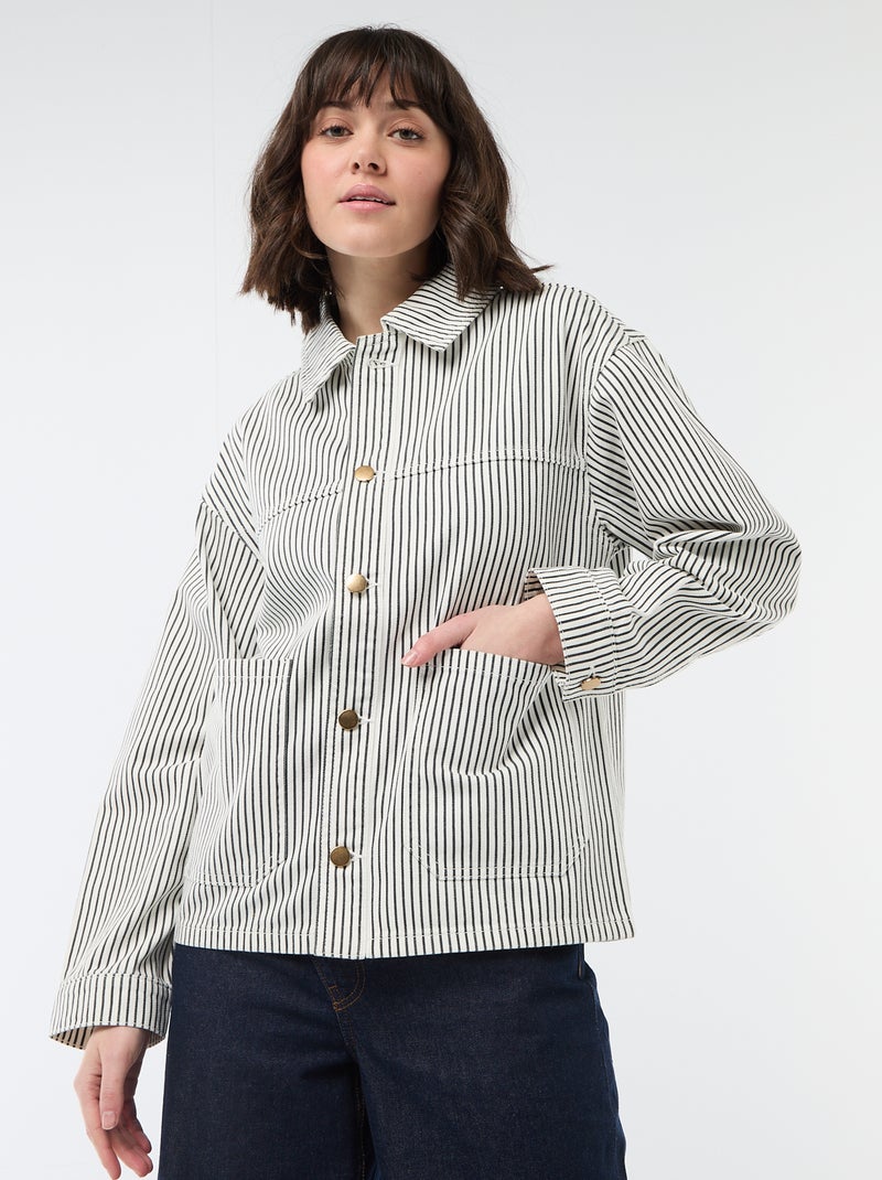 Chaqueta vaquera corta con 2 bolsillos de parche Blanco - Kiabi