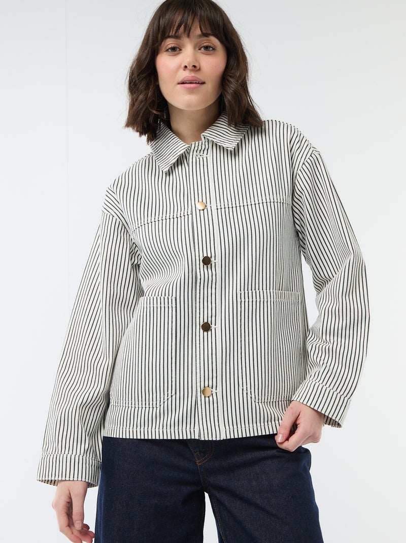 Chaqueta vaquera corta con 2 bolsillos de parche Blanco - Kiabi