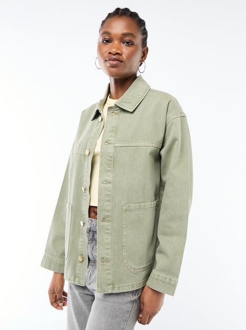 Chaqueta vaquera corta con 2 bolsillos de parche - Kiabi