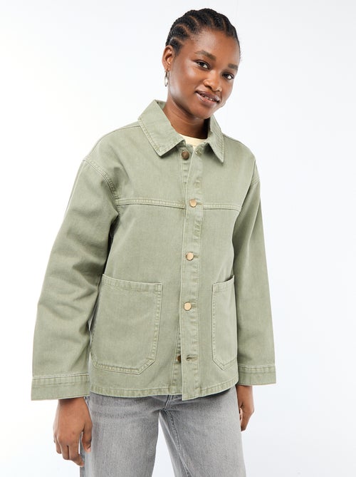 Chaqueta vaquera corta con 2 bolsillos de parche - Kiabi