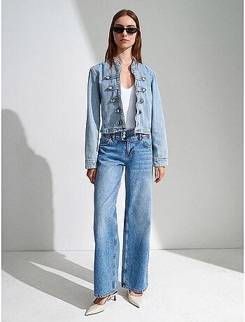 Chaqueta vaquera cropped con cuello mao dilvin