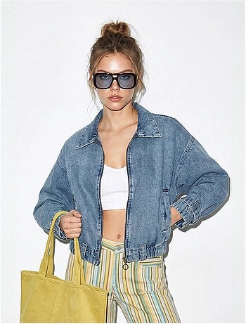 Chaqueta vaquera cropped oversize para mujer lucci