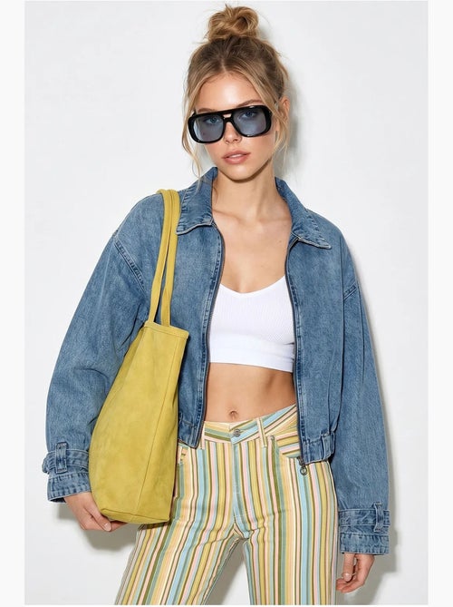 Chaqueta vaquera cropped oversize para mujer lucci - Kiabi