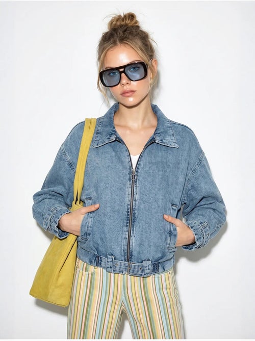 Chaqueta vaquera cropped oversize para mujer lucci - Kiabi