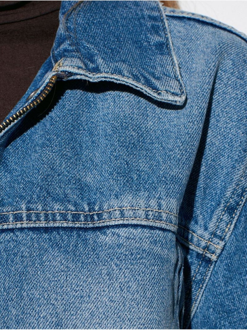 Chaqueta vaquera de mujer con cinturón dilvin Azul zafiro - Kiabi