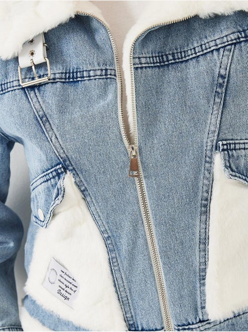 Chaqueta vaquera de piel sintética con cinturón de bianco lucci - Kiabi Chaqueta vaquera de piel sintética con cinturón de bianco lucci - Kiabi