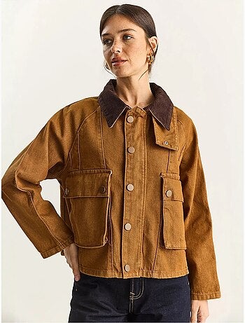 Chaqueta vaquera extragrande con cierre de botones y bolsillos lucci