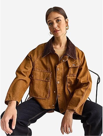 Chaqueta vaquera extragrande con cierre de botones y bolsillos lucci