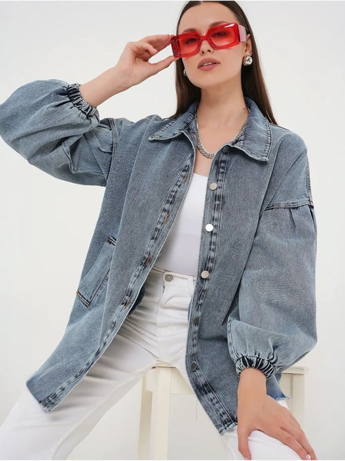 Chaqueta vaquera oversize con cuello camisero bdart - Kiabi